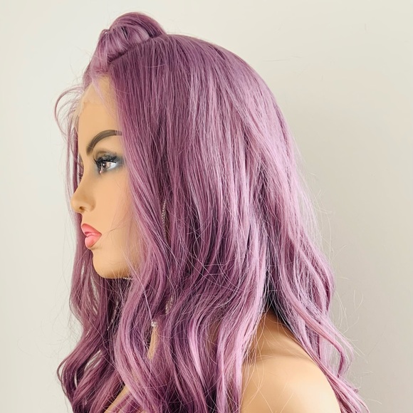 Versatile Plum Color 4x4 Lace Front Heat Safe Synthetic Wig - Picture 6 of 15